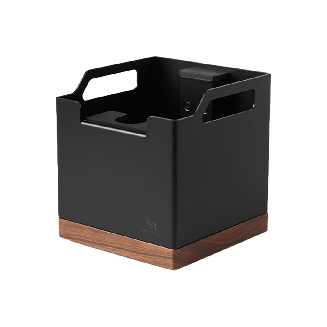 Square Steel/Walnut Knock Box: Black