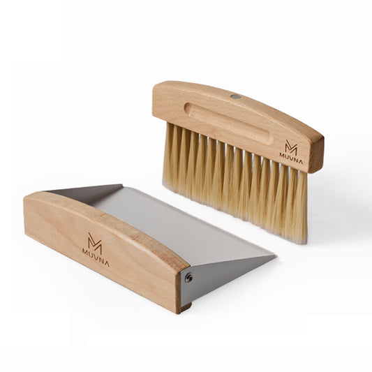 Coffee Grounds Pan and Brush: Natural